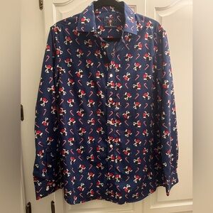 Simon Banks Terrier Dog Christmas Holiday Button Up Shirt 15.5 Size M